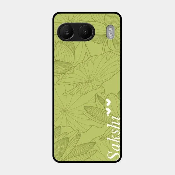Customized luxury Mint Green leaves Glossy Metal Case Cover For Oneplus Nord 4 5G