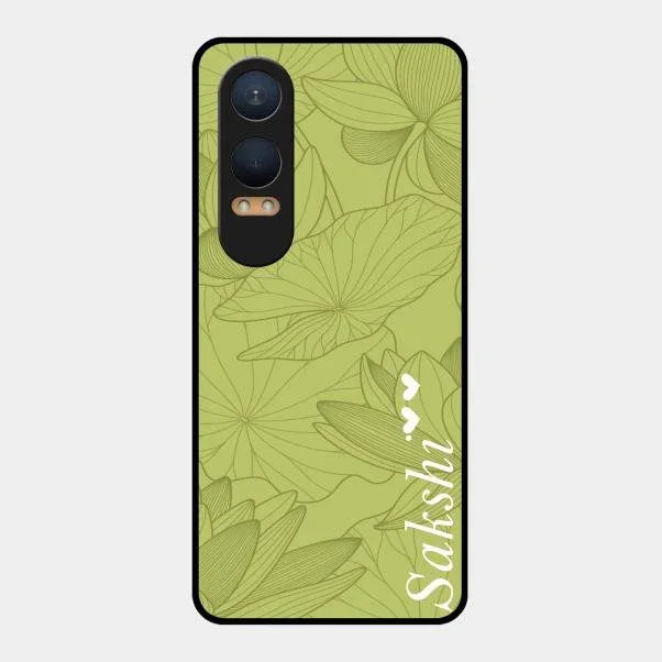 Customized luxury Mint Green leaves Glossy Metal Case Cover For Oneplus Nord Ce 4 Lite 5G