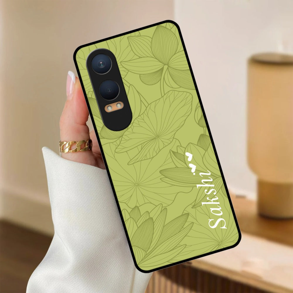 Customized luxury Mint Green leaves Glossy Metal Case Cover For OnePlus