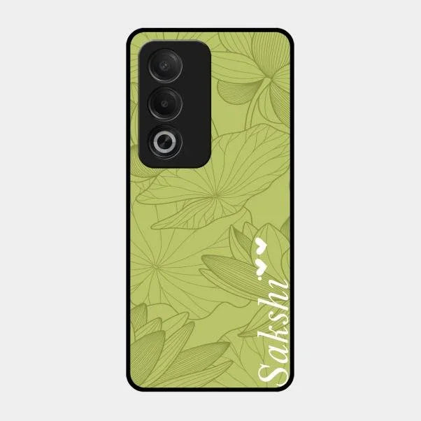 Customized luxury Mint Green leaves Glossy Metal Case Cover For Oppo A3 Pro 5G