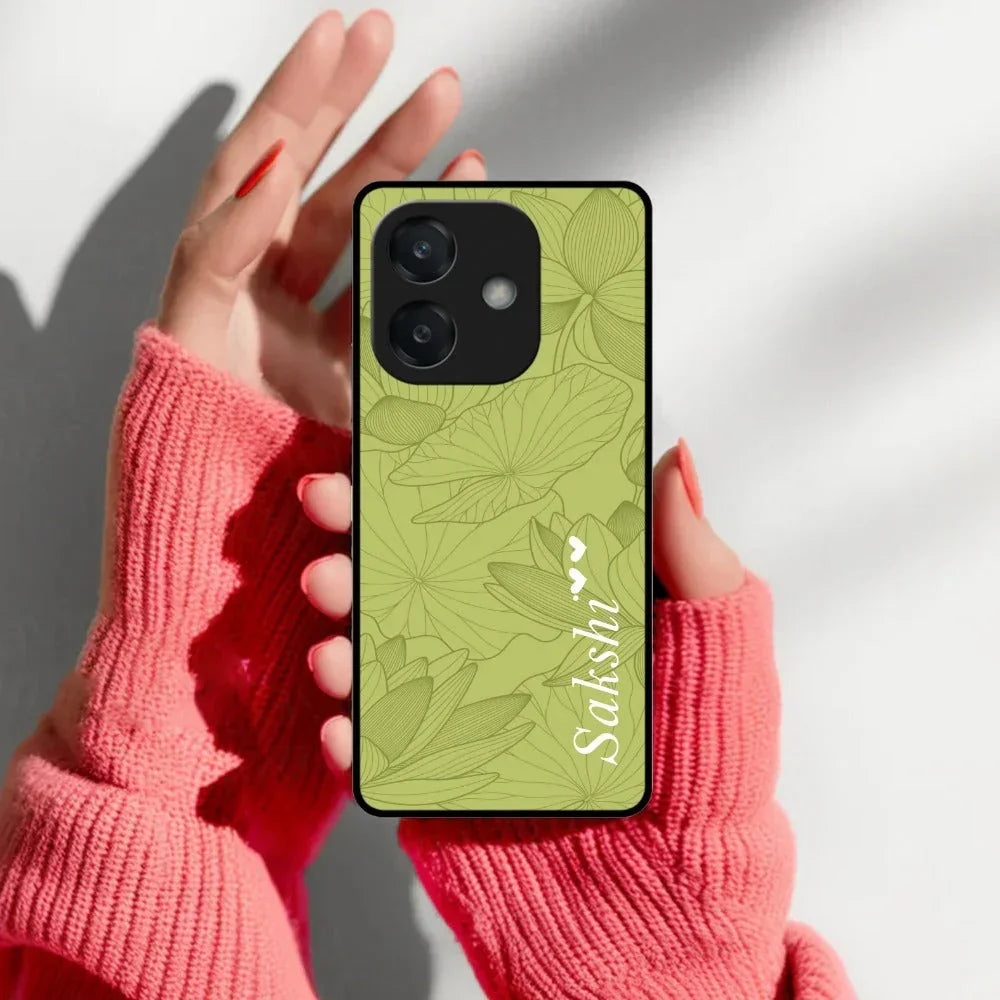 Customized luxury Mint Green leaves Glossy Metal Case Cover For Oppo - ShopOnCliQ