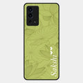 Customized luxury Mint Green leaves Glossy Metal Case Cover For Oppo A55