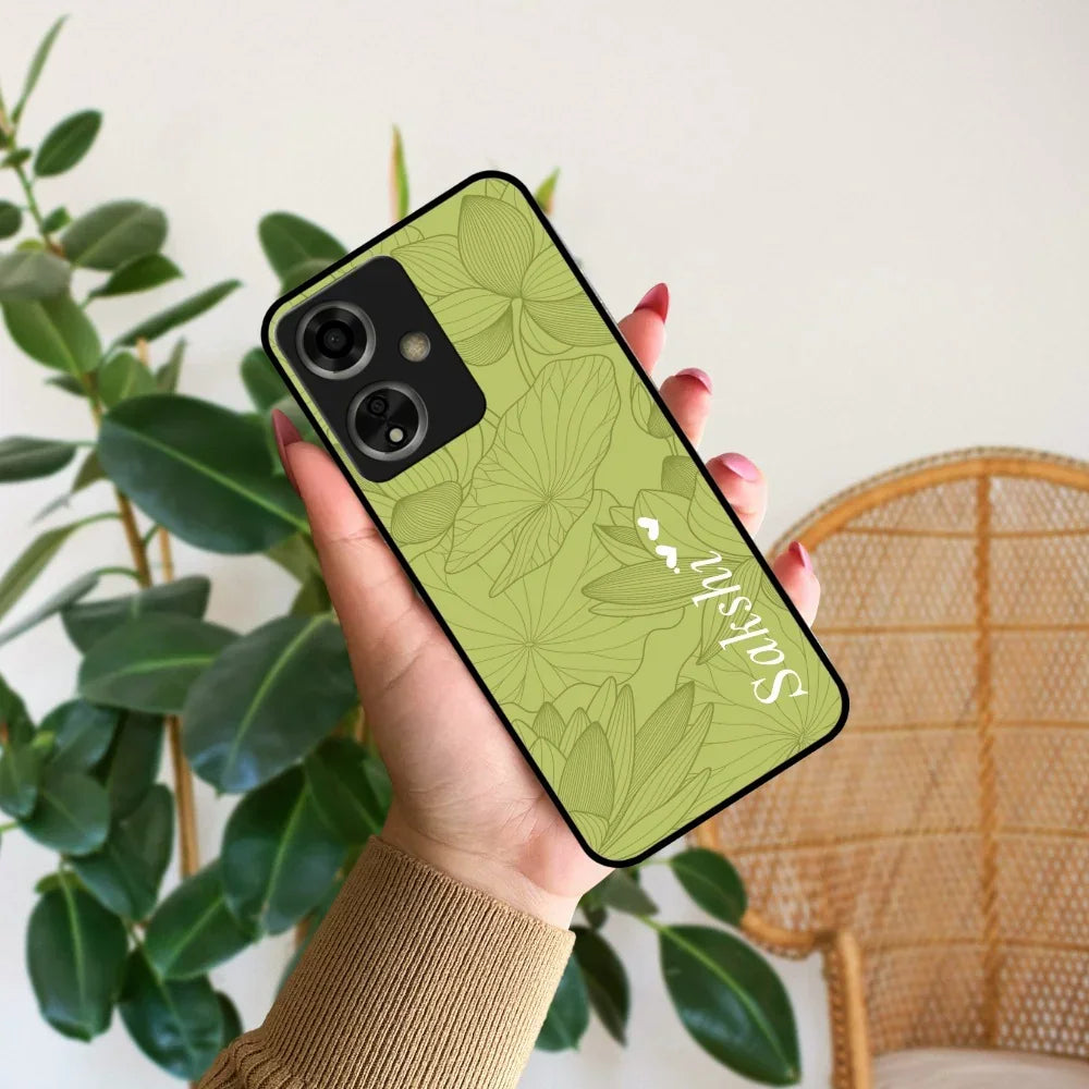 Customized luxury Mint Green leaves Glossy Metal Case Cover For Oppo - ShopOnCliQ