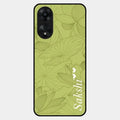 Customized luxury Mint Green leaves Glossy Metal Case Cover For Oppo A78 5G