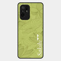 Customized luxury Mint Green leaves Glossy Metal Case Cover For Oppo F19 Pro Plus 5G