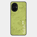 Customized luxury Mint Green leaves Glossy Metal Case Cover For Oppo F21 Pro 5G