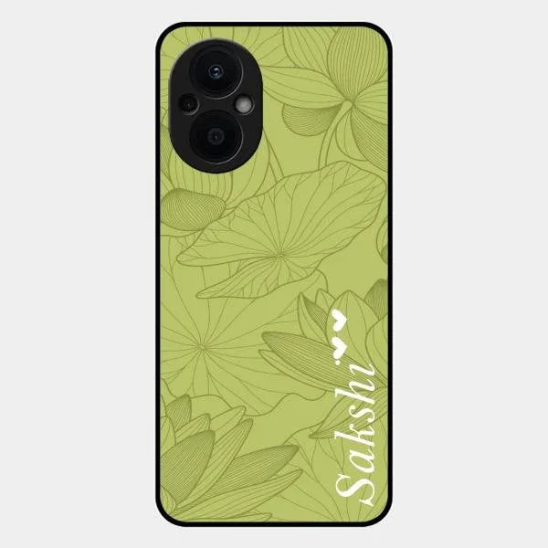 Customized luxury Mint Green leaves Glossy Metal Case Cover For Oppo F21S Pro 5G