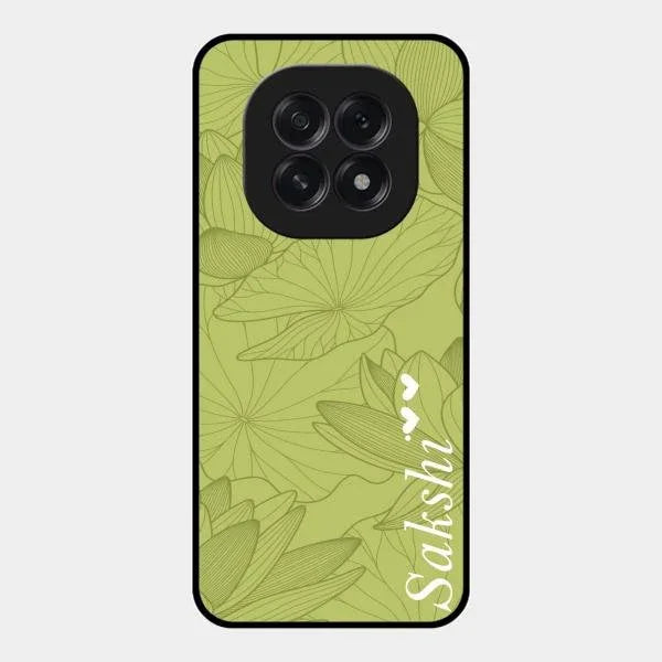Customized luxury Mint Green leaves Glossy Metal Case Cover For Oppo F29 5G