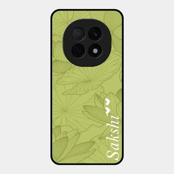 Customized luxury Mint Green leaves Glossy Metal Case Cover For Oppo F29 Pro 5G