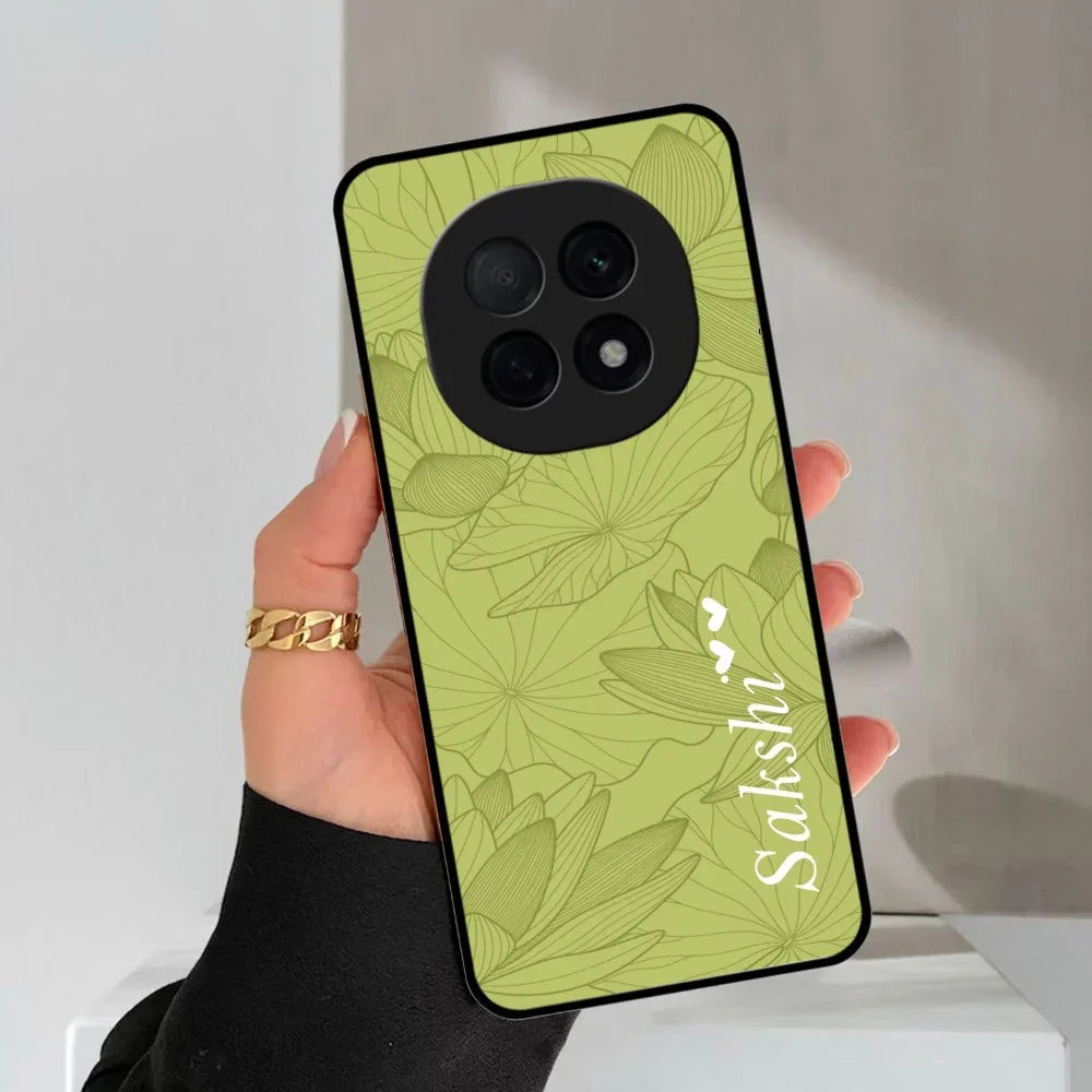 Customized luxury Mint Green leaves Glossy Metal Case Cover For Oppo - ShopOnCliQ