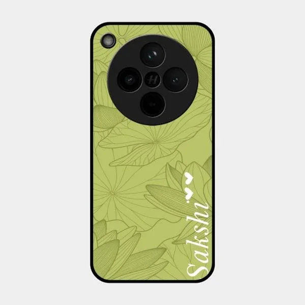 Customized luxury Mint Green leaves Glossy Metal Case Cover For Oppo Find X8 5G