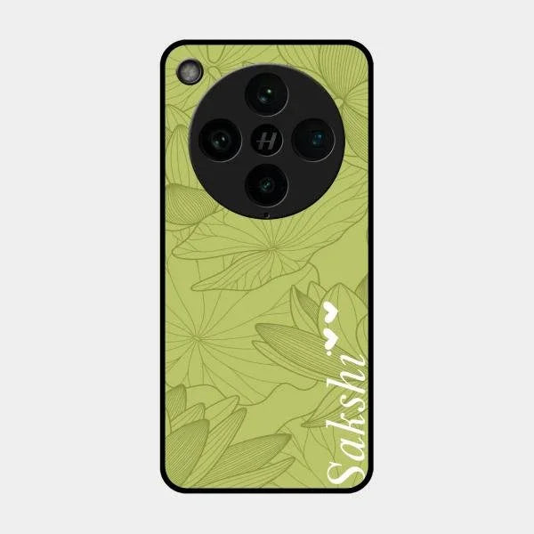 Customized luxury Mint Green leaves Glossy Metal Case Cover For Oppo Find X8 Pro 5G