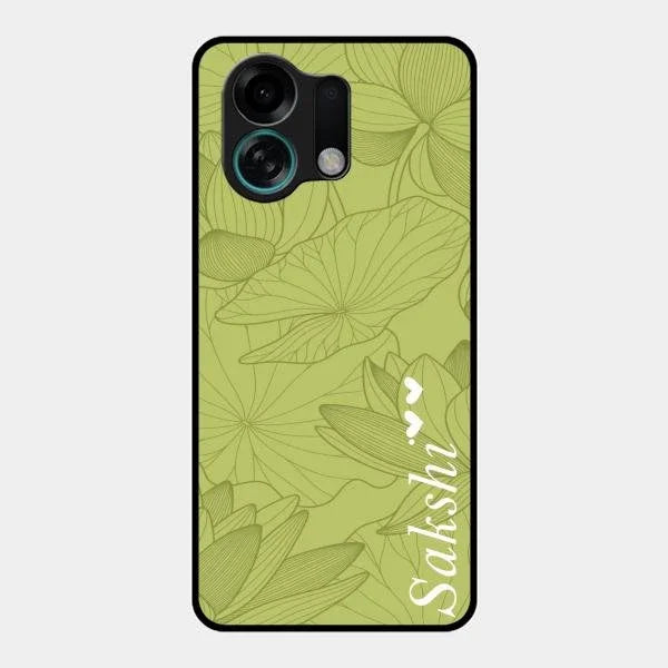 Customized luxury Mint Green leaves Glossy Metal Case Cover For Oppo K13 Turbo 5G