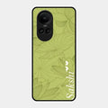 Customized luxury Mint Green leaves Glossy Metal Case Cover For Oppo Reno 10 5G