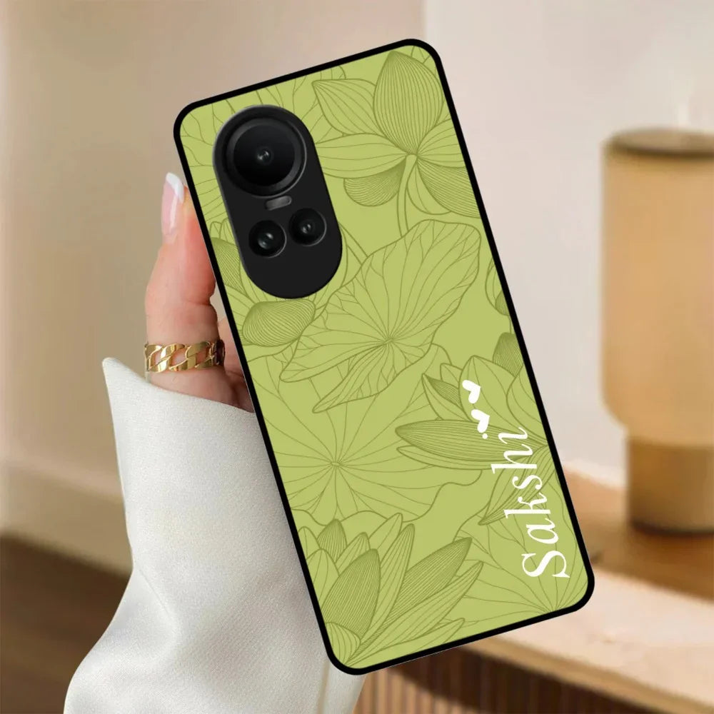 Customized luxury Mint Green leaves Glossy Metal Case Cover For Oppo - ShopOnCliQ
