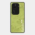 Customized luxury Mint Green leaves Glossy Metal Case Cover For Oppo Reno 11 Pro 5G