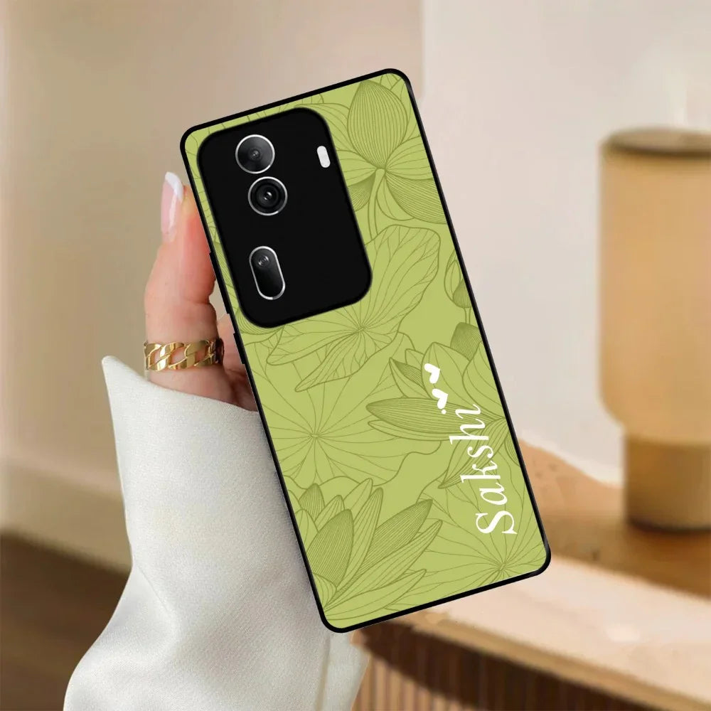 Customized luxury Mint Green leaves Glossy Metal Case Cover For Oppo - ShopOnCliQ