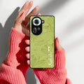 Customized luxury Mint Green leaves Glossy Metal Case Cover For Oppo - ShopOnCliQ