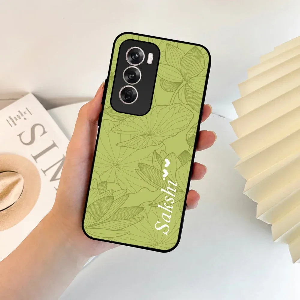 Customized luxury Mint Green leaves Glossy Metal Case Cover For Oppo - ShopOnCliQ