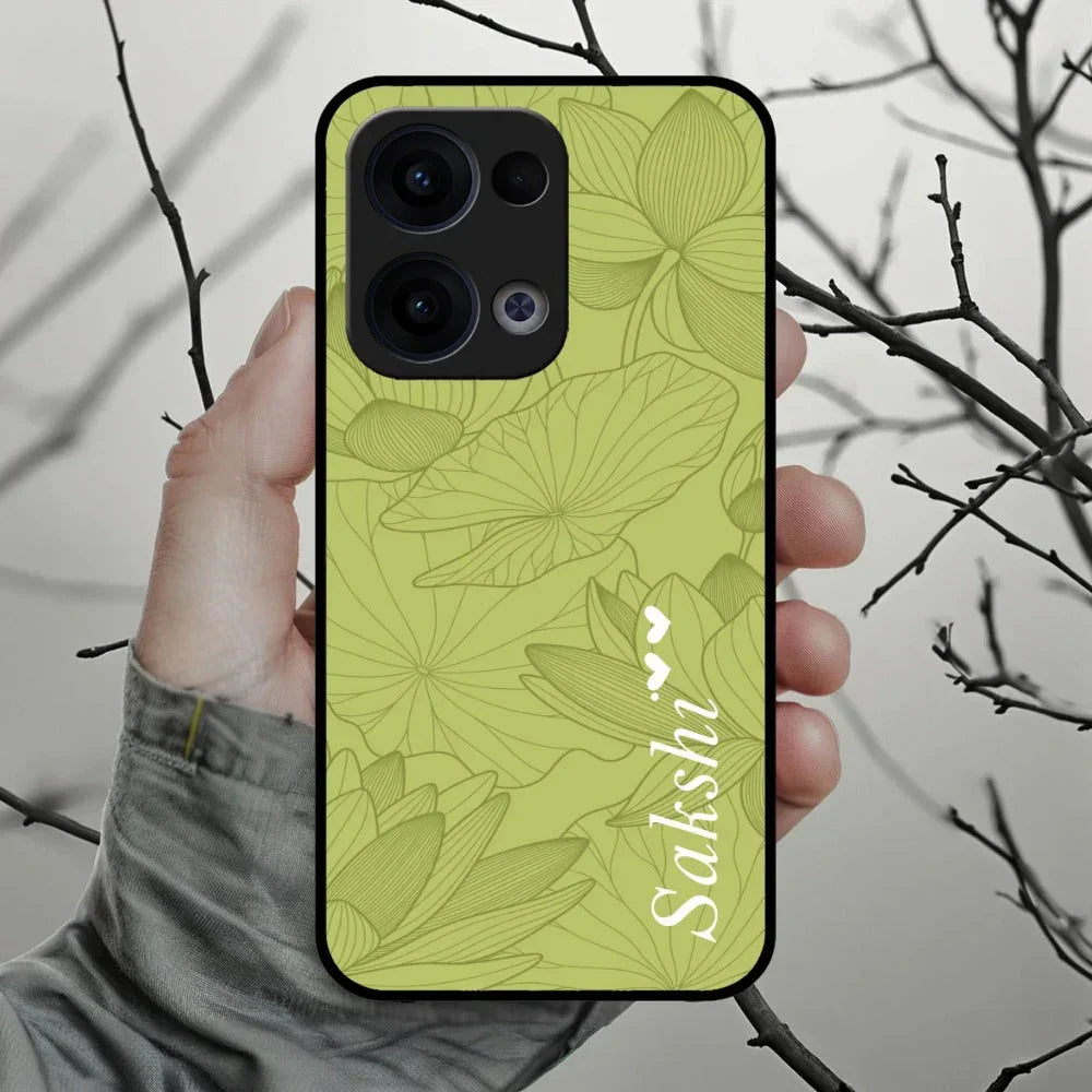 Customized luxury Mint Green leaves Glossy Metal Case Cover For Oppo - ShopOnCliQ