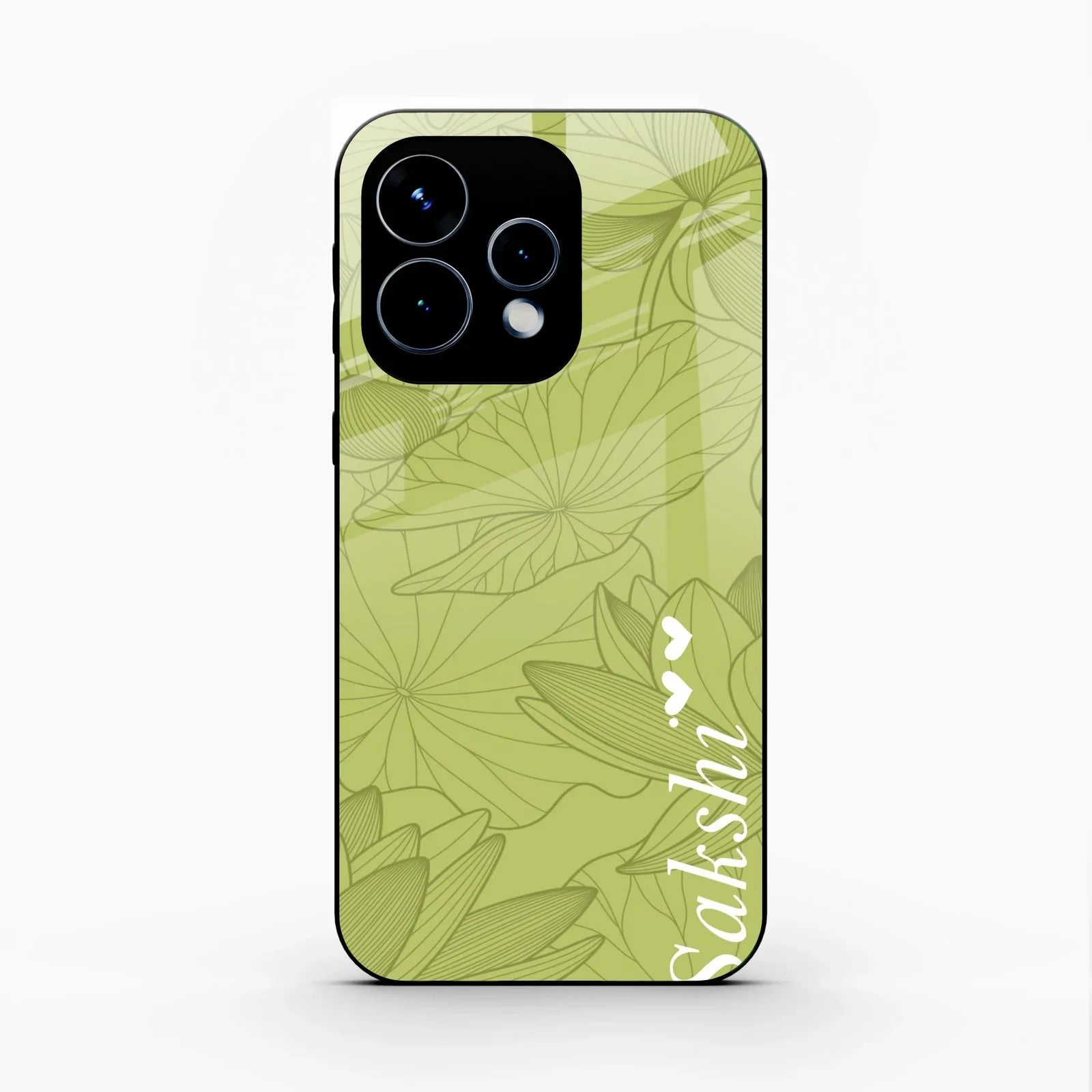 Customized luxury Mint Green leaves Glossy Metal Case Cover For Oppo Reno 15 5G