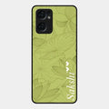 Customized luxury Mint Green leaves Glossy Metal Case Cover For Oppo Reno 7 5G