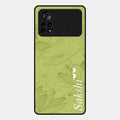 Customized luxury Mint Green leaves Glossy Metal Case Cover For Poco X4 Pro 5G