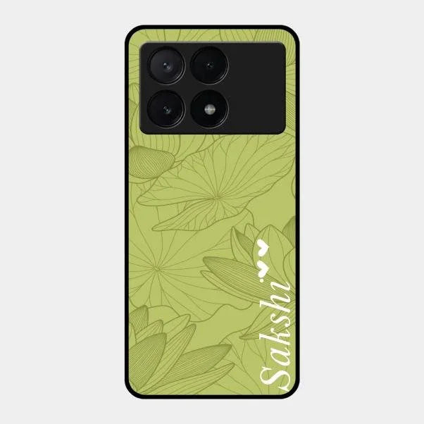 Customized luxury Mint Green leaves Glossy Metal Case Cover For Poco X6 Pro 5G