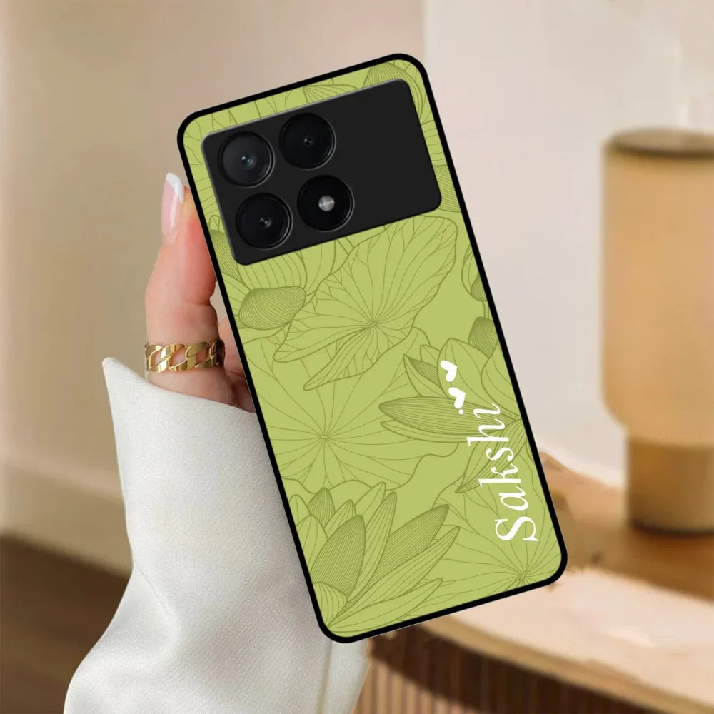 Customized luxury Mint Green leaves Glossy Metal Case Cover For Poco - ShopOnCliQ