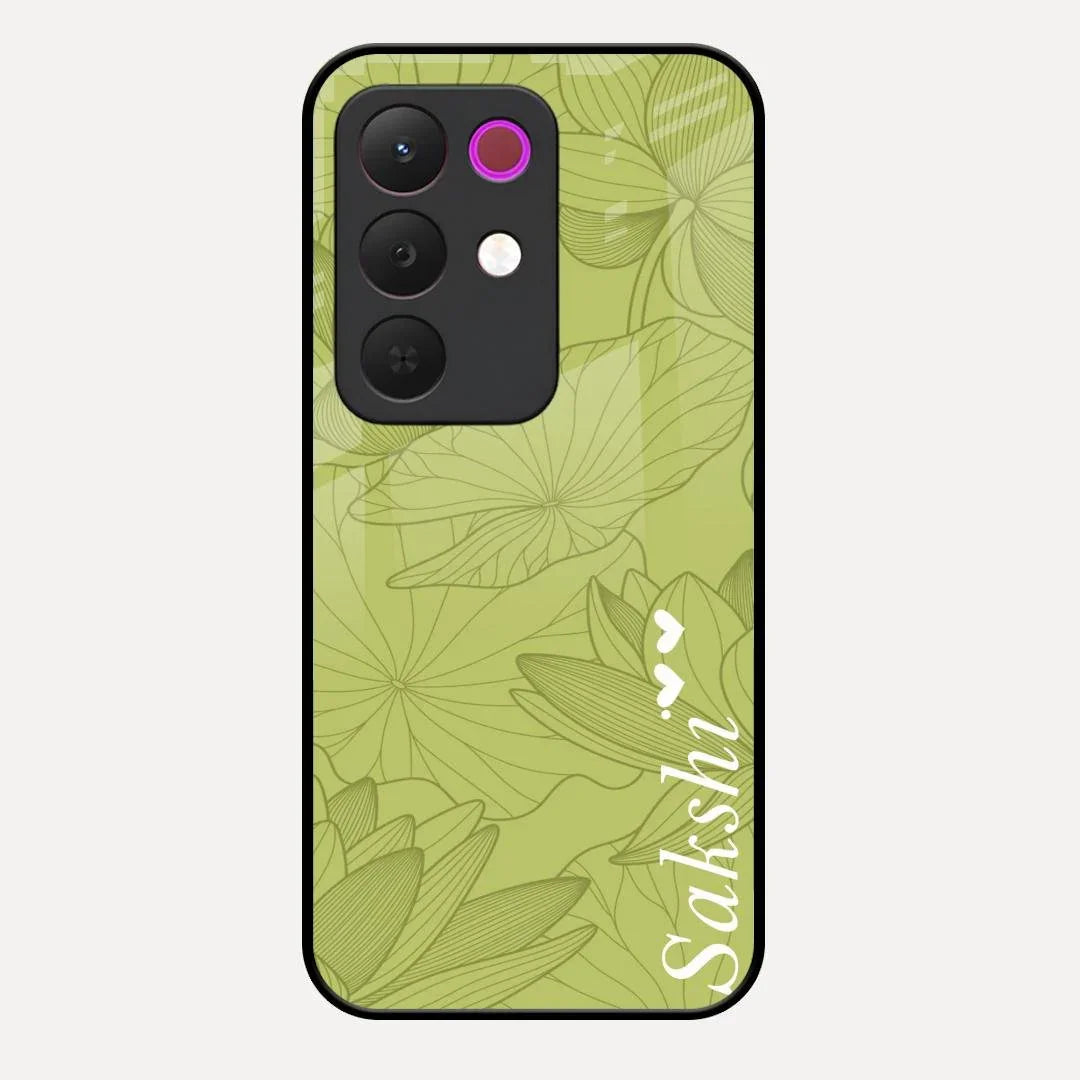 Customized luxury Mint Green leaves Glossy Metal Case Cover For Realme 15X 5G