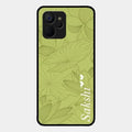 Customized luxury Mint Green leaves Glossy Metal Case Cover For Realme 9I 5G