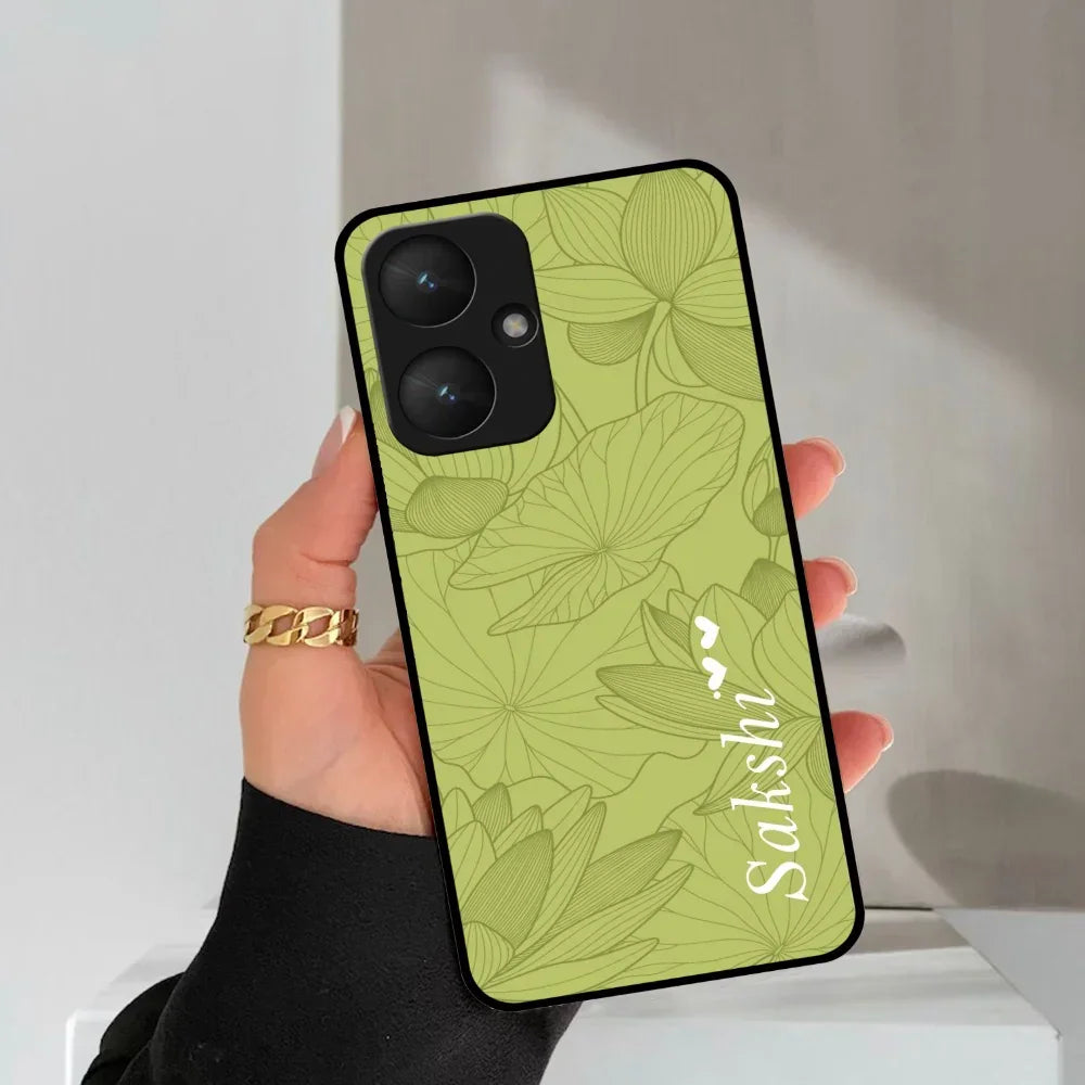 Customized luxury Mint Green leaves Glossy Metal Case Cover For Redmi - ShopOnCliQ