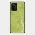 Customized luxury Mint Green leaves Glossy Metal Case Cover For Redmi Note 10 Pro Max