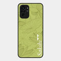 Customized luxury Mint Green leaves Glossy Metal Case Cover For Redmi Note 10