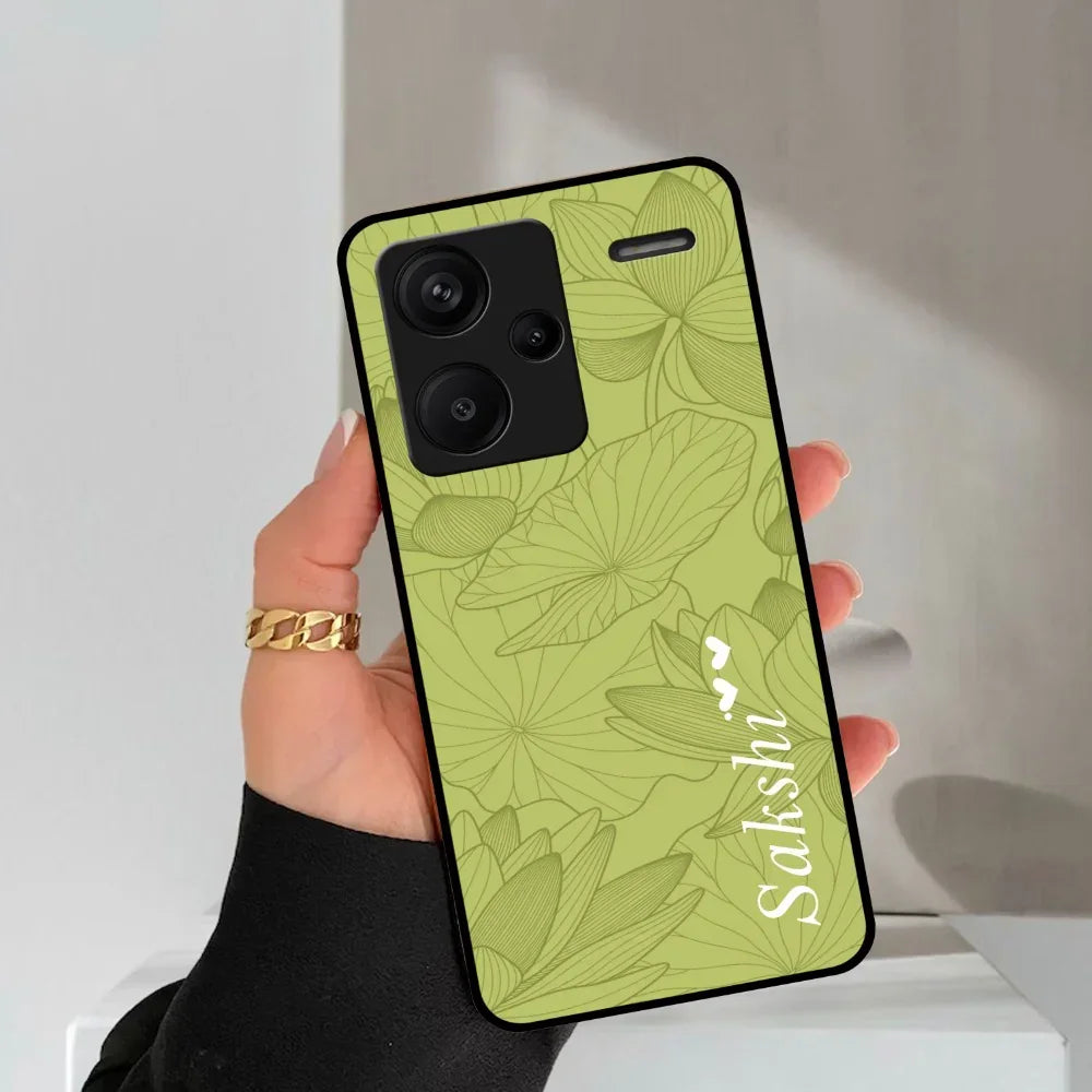 Customized luxury Mint Green leaves Glossy Metal Case Cover For Redmi - ShopOnCliQ