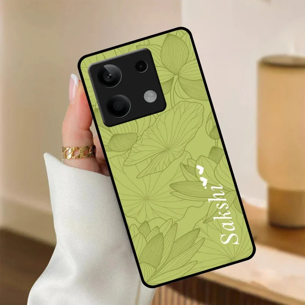 Customized luxury Mint Green leaves Glossy Metal Case Cover For Redmi - ShopOnCliQ