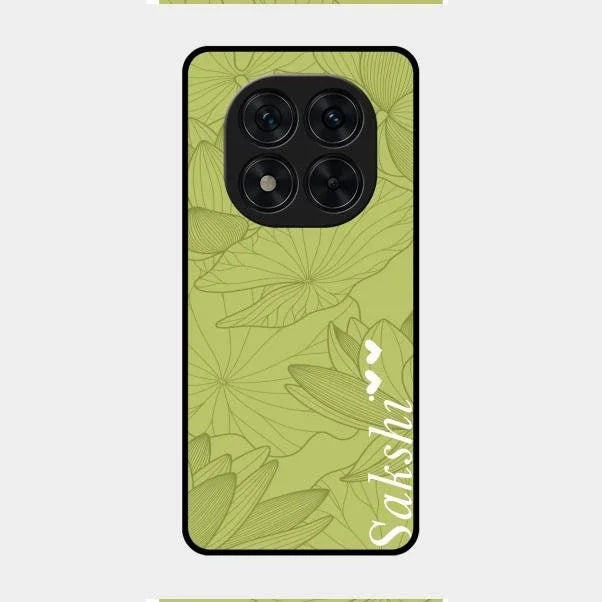 Customized luxury Mint Green leaves Glossy Metal Case Cover For Redmi Note 14 Pro 5G