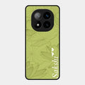 Customized luxury Mint Green leaves Glossy Metal Case Cover For Redmi Note 14 Pro Plus 5G