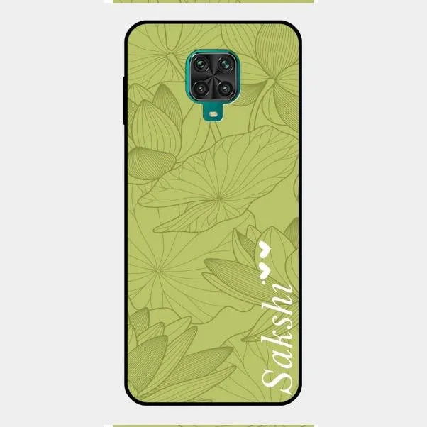 Customized luxury Mint Green leaves Glossy Metal Case Cover For Redmi Note 9 Pro Max