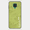 Customized luxury Mint Green leaves Glossy Metal Case Cover For Redmi Note 9 Pro