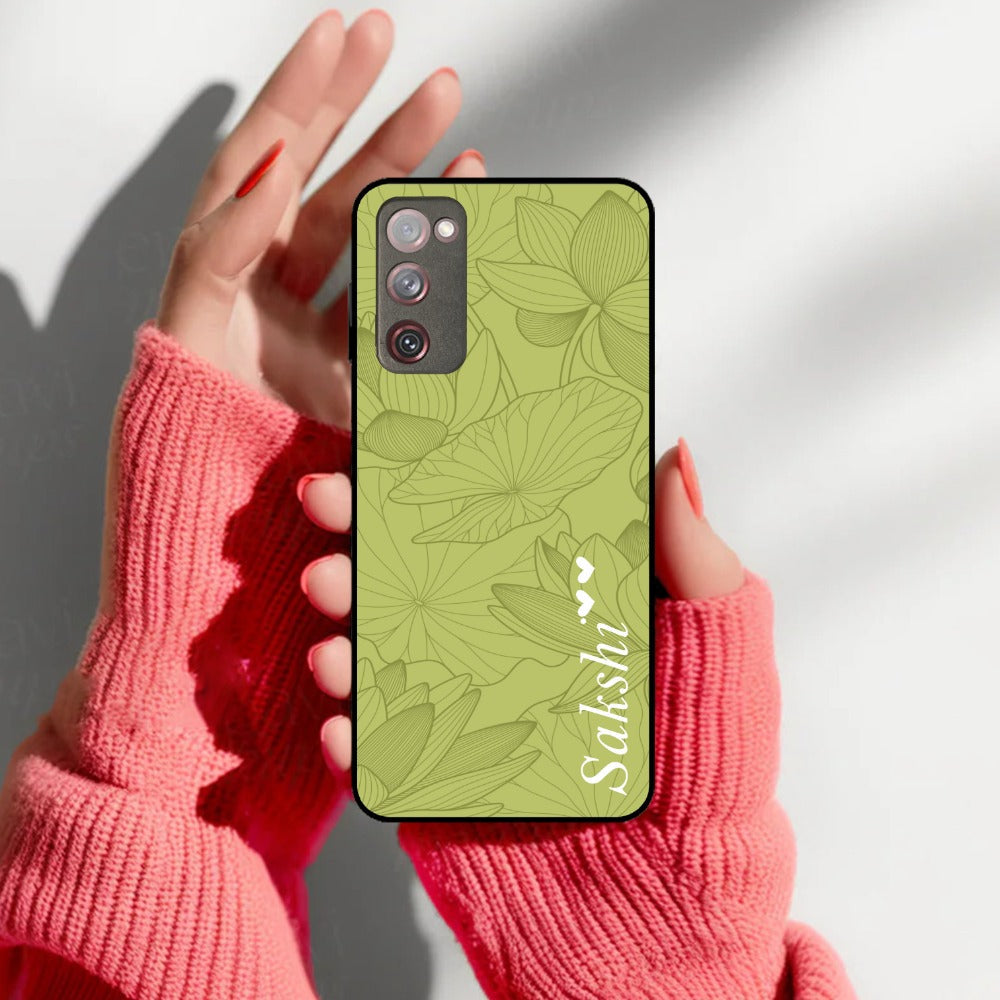 Customized luxury Mint Green leaves Glossy Metal Case Cover For Samsung