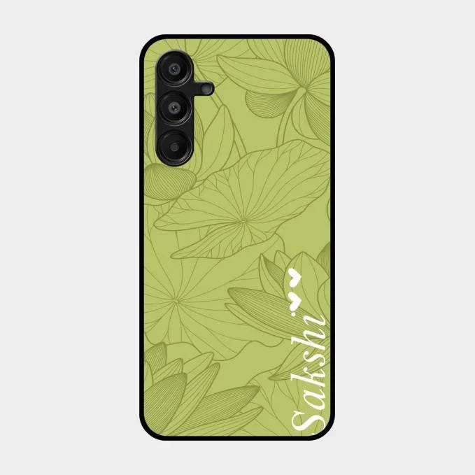 Customized luxury Mint Green leaves Glossy Metal Case Cover For Samsung Galaxy A16 5G