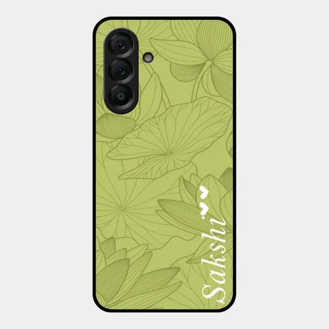 Customized luxury Mint Green leaves Glossy Metal Case Cover For Samsung Galaxy A17 5G