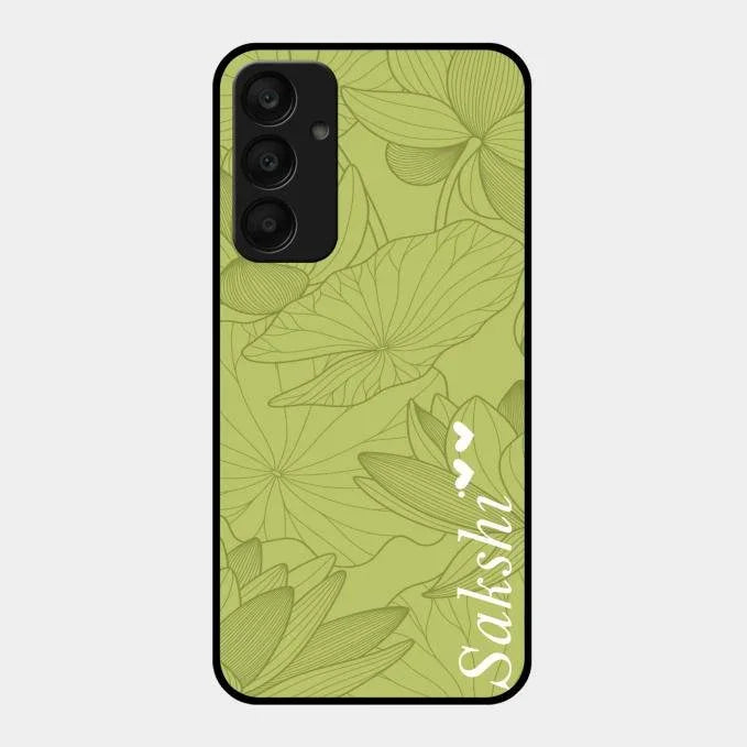 Customized luxury Mint Green leaves Glossy Metal Case Cover For Samsung Galaxy A25 5G