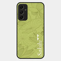 Customized luxury Mint Green leaves Glossy Metal Case Cover For Samsung Galaxy A34 5G