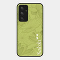Customized luxury Mint Green leaves Glossy Metal Case Cover For Samsung Galaxy A54 5G