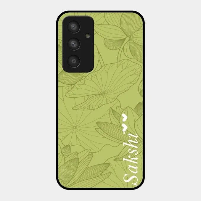 Customized luxury Mint Green leaves Glossy Metal Case Cover For Samsung Galaxy A54 5G