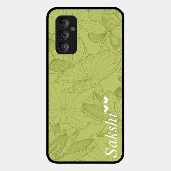 Customized luxury Mint Green leaves Glossy Metal Case Cover For Samsung Galaxy F23 5G