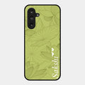 Customized luxury Mint Green leaves Glossy Metal Case Cover For Samsung Galaxy M16 5G