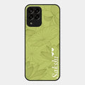 Customized luxury Mint Green leaves Glossy Metal Case Cover For Samsung Galaxy M33 5G